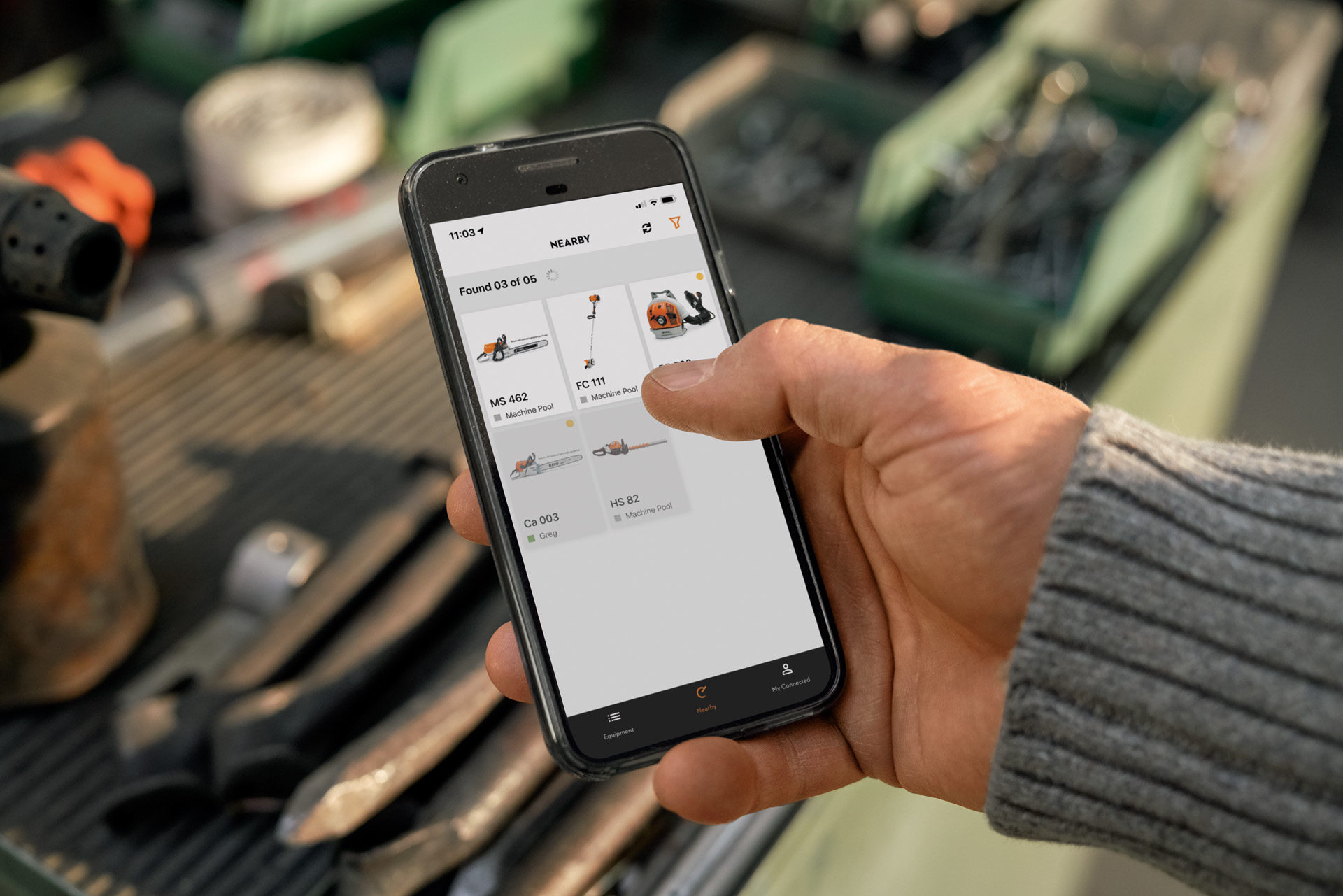 Aplikacioni „STIHL connected“ po përdoret në smartphone