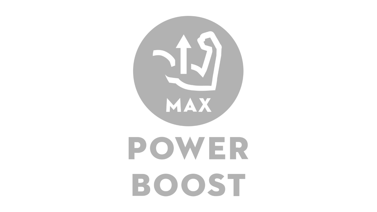 Ikonë me një krah të sipërm në një kënd dhe një shigjetë që tregon lart, me mbishkrimin "Max" dhe "Power Boost" 